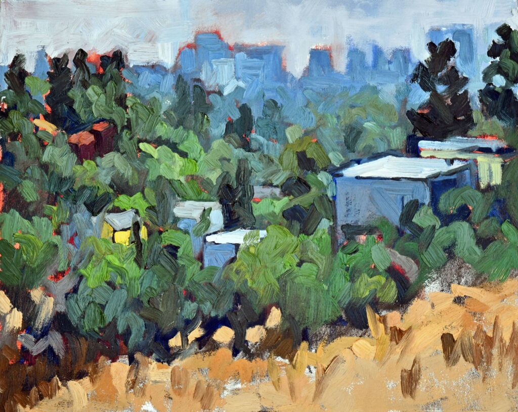 Sarah Arnold - Alvarado St Ochre Hill, 14" x 20" Oil on Panel