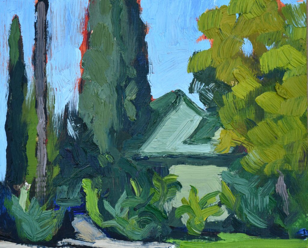 Sarah Arnold - Green House 2nd St, 8" x 10" Oil on Panel